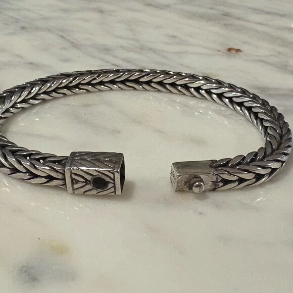 John Hardy Sterling Silver Woven Bracelet 8 Inches Long w/ Square Clasp - Picture 2 of 5